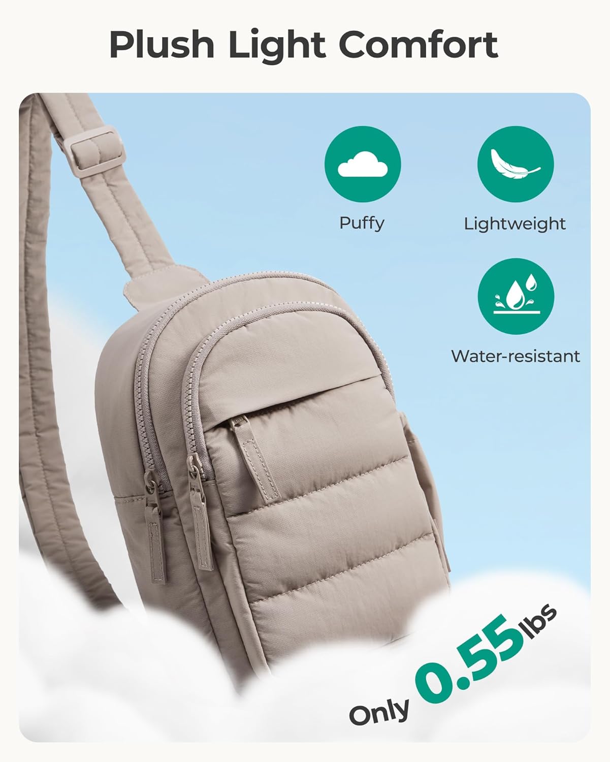 BAGSMART Small Sling Bag for Women, Puffer Crossbody Bag Purses Hobo Handbag Fanny Packs for Travel Hiking - Image 5