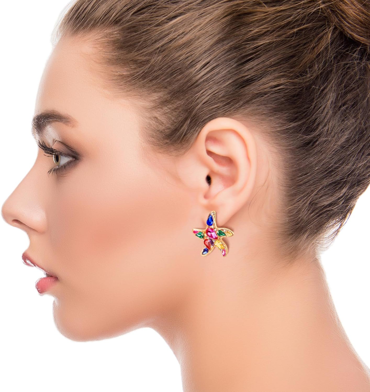 Zirconyxx Ocean Starfish & Floral Stud Earrings for Women - Hypoallergenic Jewelry Set with Multi-Color Gemstones, Dainty Sea & Flower Inspired Earrings for Sensitive Skin, Daily Wear Gift - Image 7