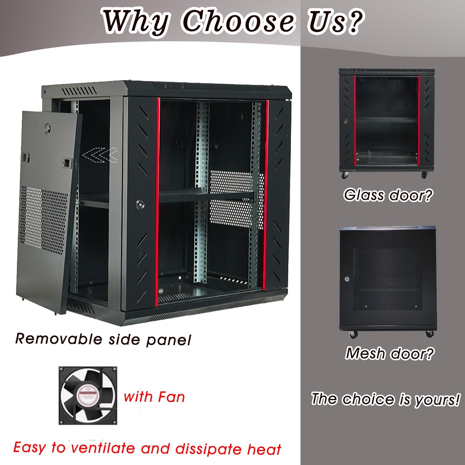 Server Rack Cabinet con serratura per apparecchiature di rete IT, sistemi A/V e uso residenziale/commerciale