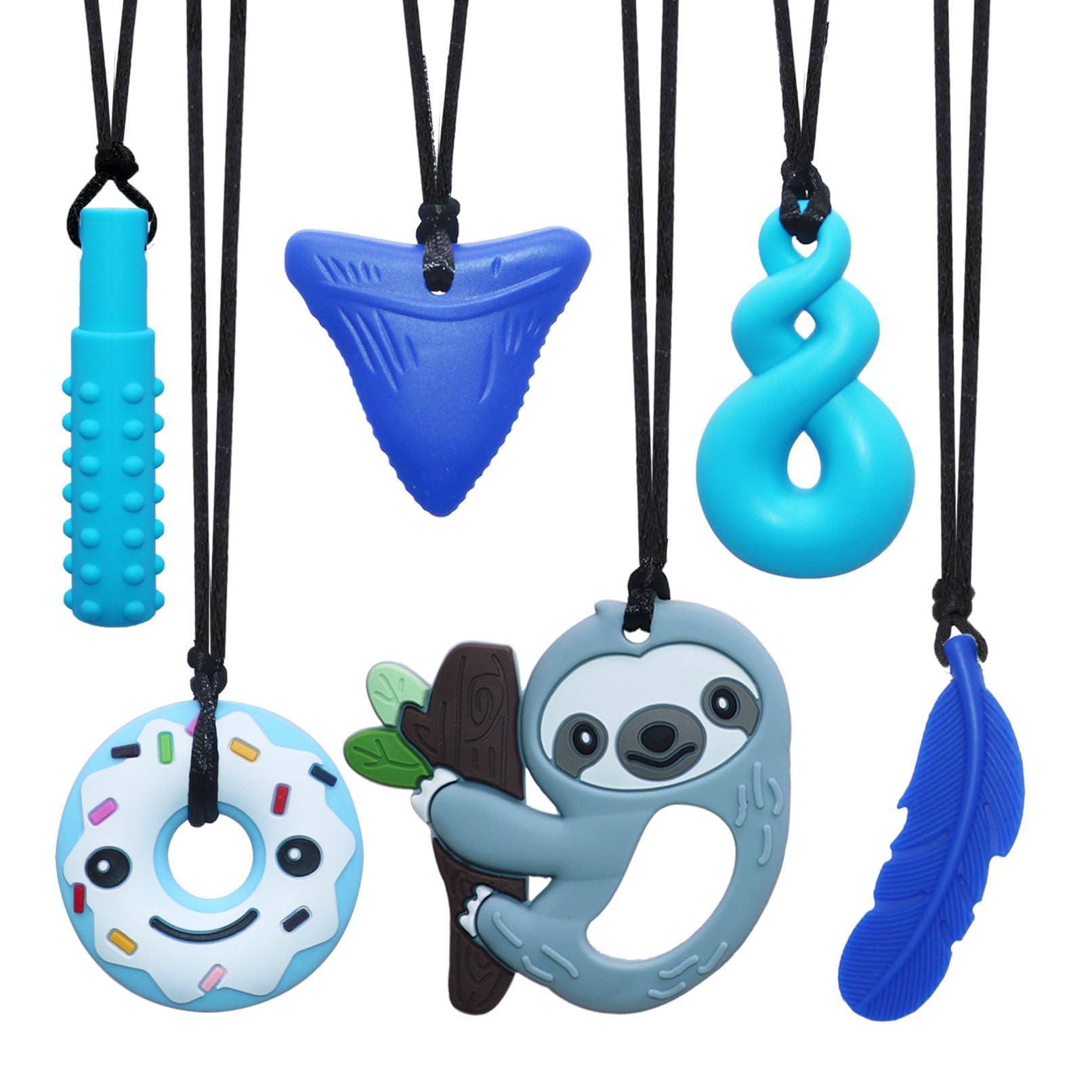 Kauen Halsketten für sensorische Kinder,6er-Pack Kauspielzeug für autistische Kinder, ADHS, SPD, Kauen, Beißen, Zahnen oder besondere Bedürfnisse,Sensorisches Kauspielzeug für Jungen und Mädchen