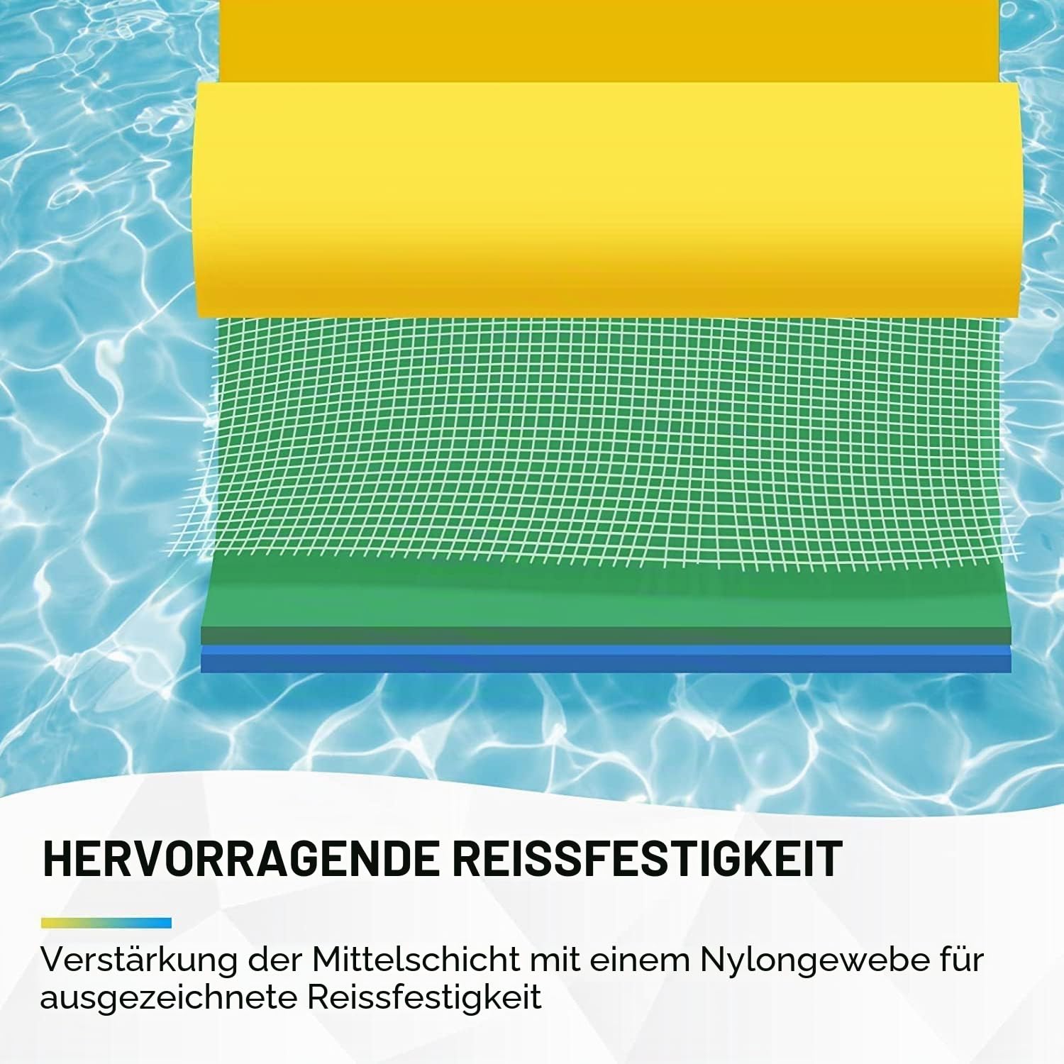 CTSC Schwimmende Wassermatte, Schwimmende Matte, Wassertrampolin für Erwachsene, reißfeste 3-lagigen XPE-Schaummatte, EIN toller Begleiter für Bootsfahrten und Poolspaß