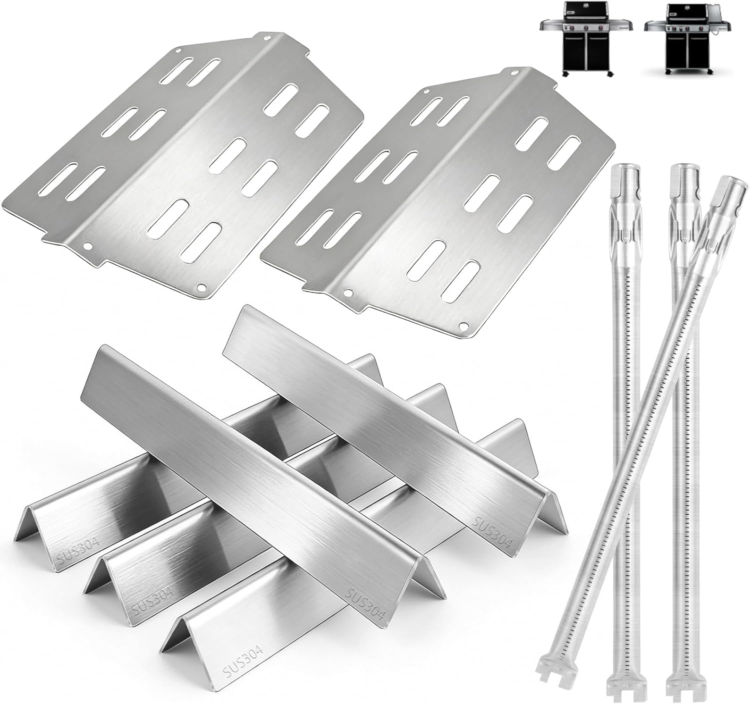 Genesis 300 310 Series Grill Parts Kit for Weber Genesis E310 E330 S310 E320 S330 EP310 S310 S320 EP330 Parts, SUS 304 Stainless Steel Flavorizer Bars Heat Deflector Burner Tube Kit, 7620 7622 62752