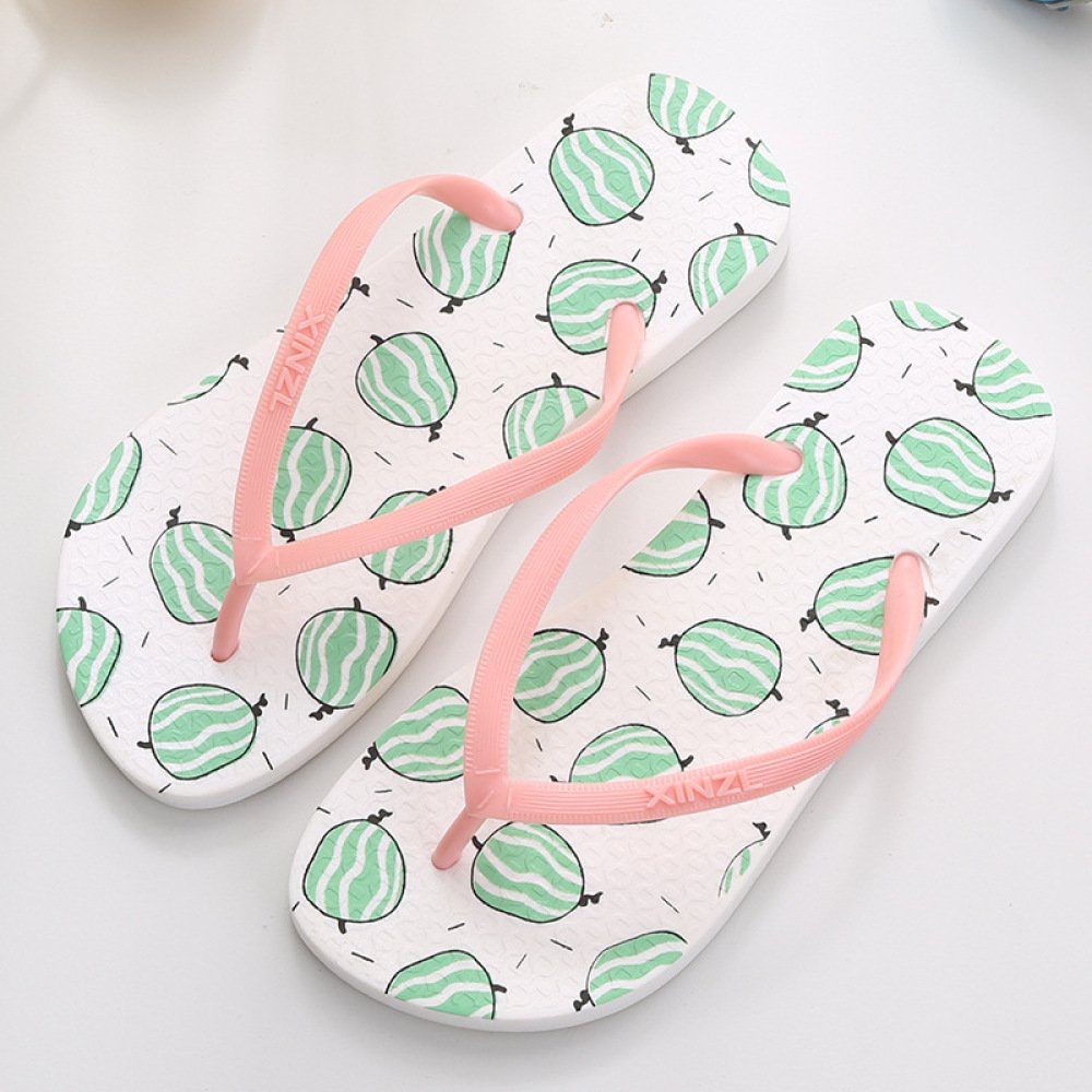 JIA HONG Small Fresh Flip-flops Summer New Cartoon Fruit Cute Sandals Slippers,Green(36-39)
