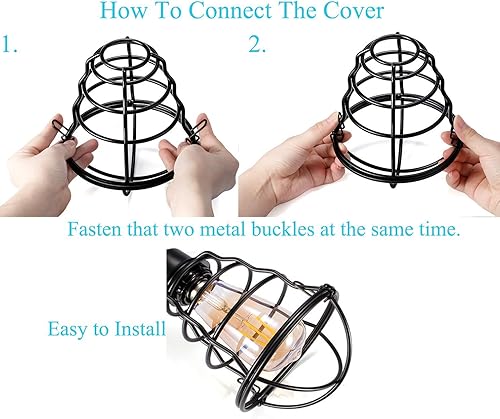 Miniatura 7 de Asnxcju - Lámpara de techo de montaje semiempotrado vintage, con jaula de metal negro industrial, lámpara de techo para pasillo, porche, escalera,