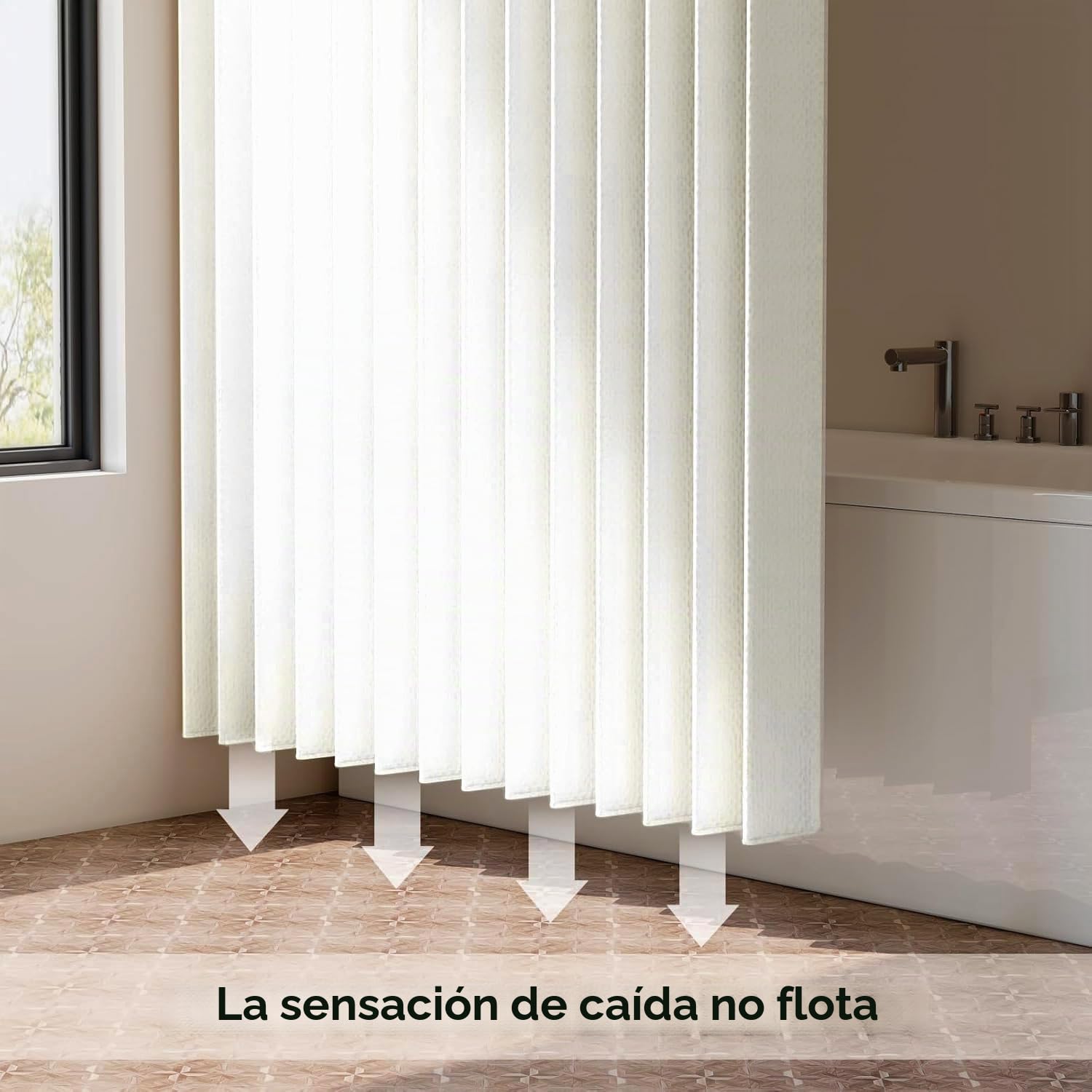 Cortina de Ducha de Tela Plegable Impermeable Personalizada divisores de ambientes, dormitorios y baños.- W180xH200cm-White