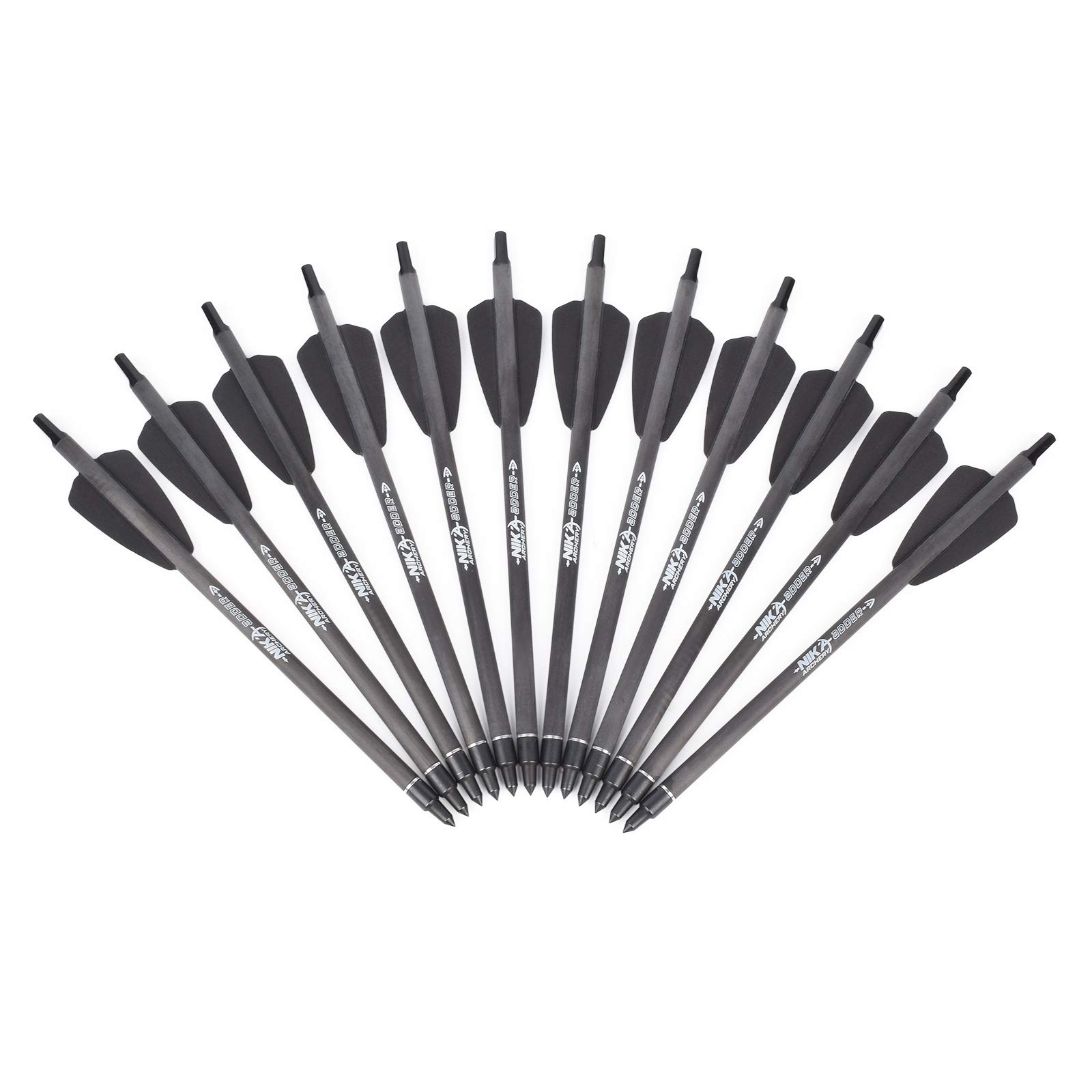 NIKA ARCHERY 7,5 Zoll Armbrustschrauben Carbonpfeile mit 2 Flügeln für Cobra System R9 Bogenjagd, 12er Pack
