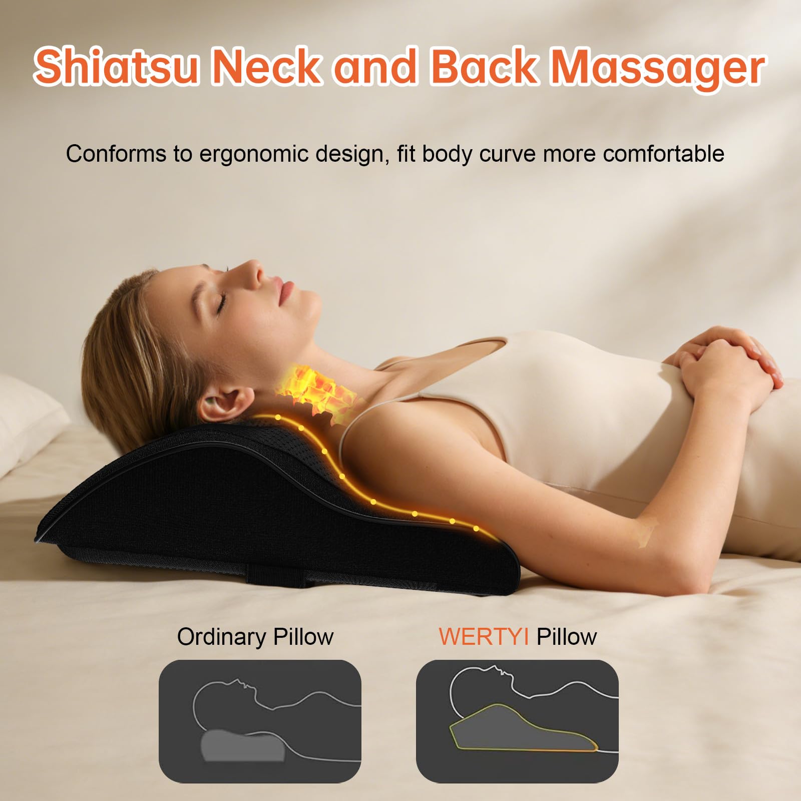 Massaggiatore Shiatsu per la schiena con calore, massaggiatore per schiena e collo, per alleviare la tensione, cuscino massaggiante 3D per impastare i tessuti profondi, per uso domestico e