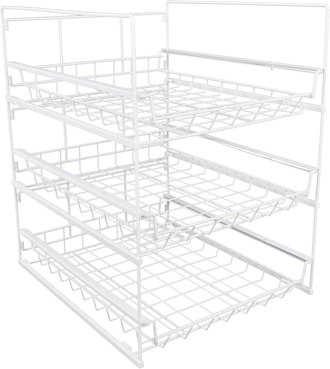 3 Tier Stackable Closet Storage Basket, 15.7 X 13.8 X 18.9in Detachable Metal Clothes Shelf Organizer, Closet Organizer for Bedroom Bathroom