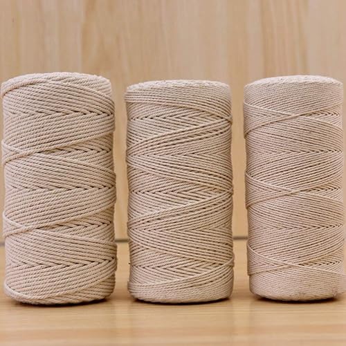 Miniatura 8 de Hemoton Cordón de hilo de algodón cuerda de macramé, cuerda de macramé, tapiz de hilo de algodón, cuerda de macramé para colgar plantas, suministros