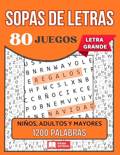 Sopas de Letras Temáticas para adultos, niños y mayores: 80 juegos 1200 palabras Letra Grande A página completa Con soluciones Pasatiempos