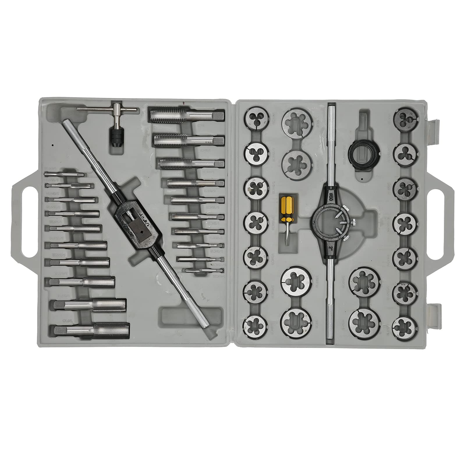 Juego de terrajas y machos de roscar, 45 piezas, herramientas para roscar tubos cilíndricos de 55° y finos, kit de roscado de hardware, herramientas Craftsman para machos y terrajas (estándar del Re