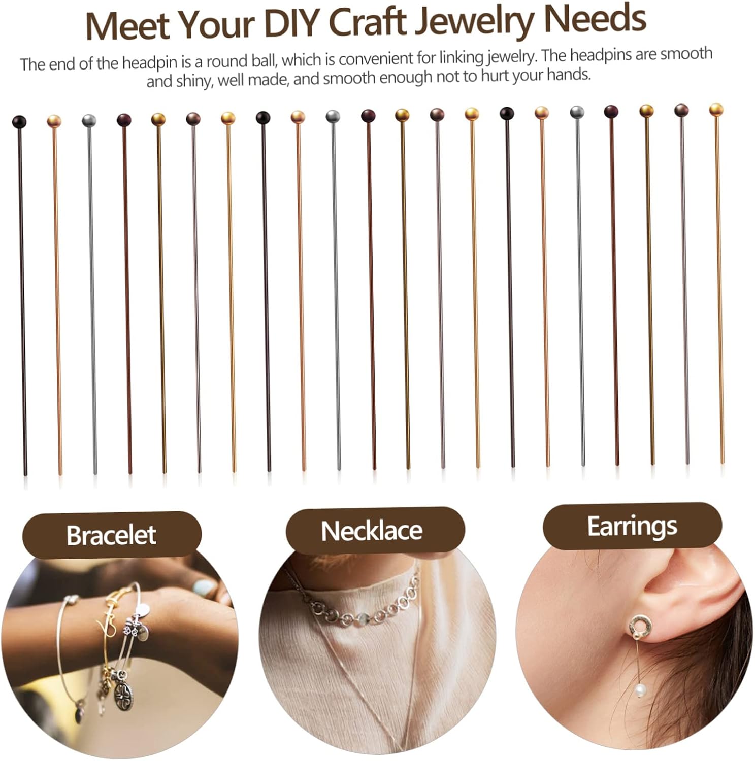 OSALADI 4sets 200 Pcs Bendable for Jewelry Making Smooth Ball Head Needles for Crafting Earrings Bracelets Necklaces and Pendants DIY Accessories for Jewelry Projects 200pcs*4