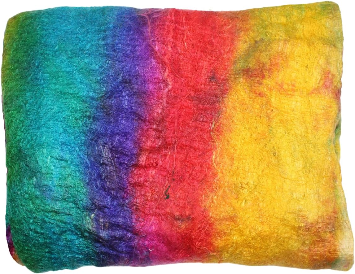 Knitsilk Premium A-Grade Mulberry Silk: Hand-Dyed Multicolour Fibers for Needle Felting, Wet Felting, Spinning, Knitting, and Sewing - 100g Mulberry Cocoon Sheet & Silk Filament Sheet