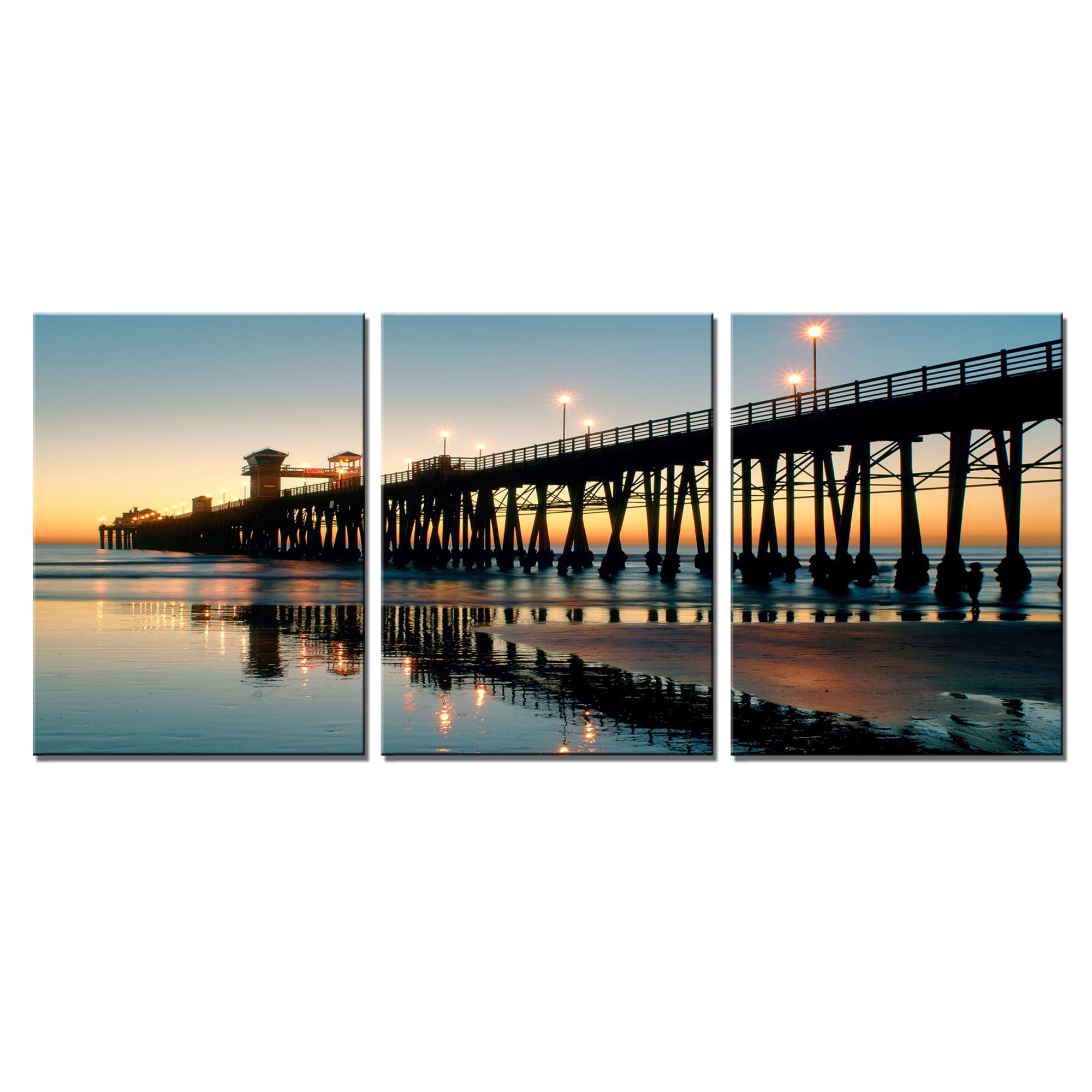 Wall Decor Oceanside Pier Sunset Nature Scene Picture Canvas HD Print San Diego County California US Wall Art Painting Bathroom Dining Room Decoration