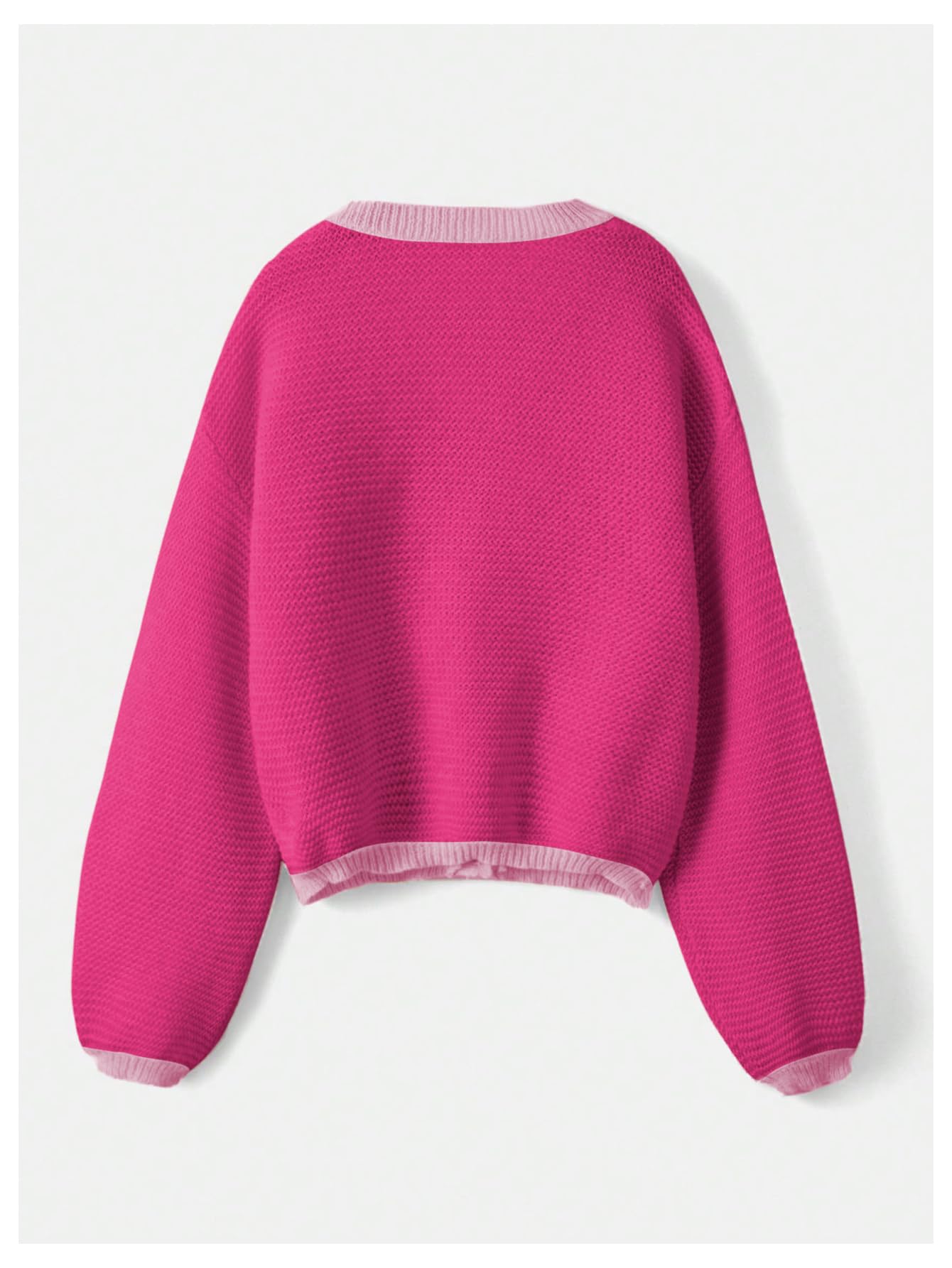 SHENHE Women's Kawaii Strawberry Pattern Cardigan Long Sleeve Open Front Casual Fall Sweater: X-Small Hot Pink