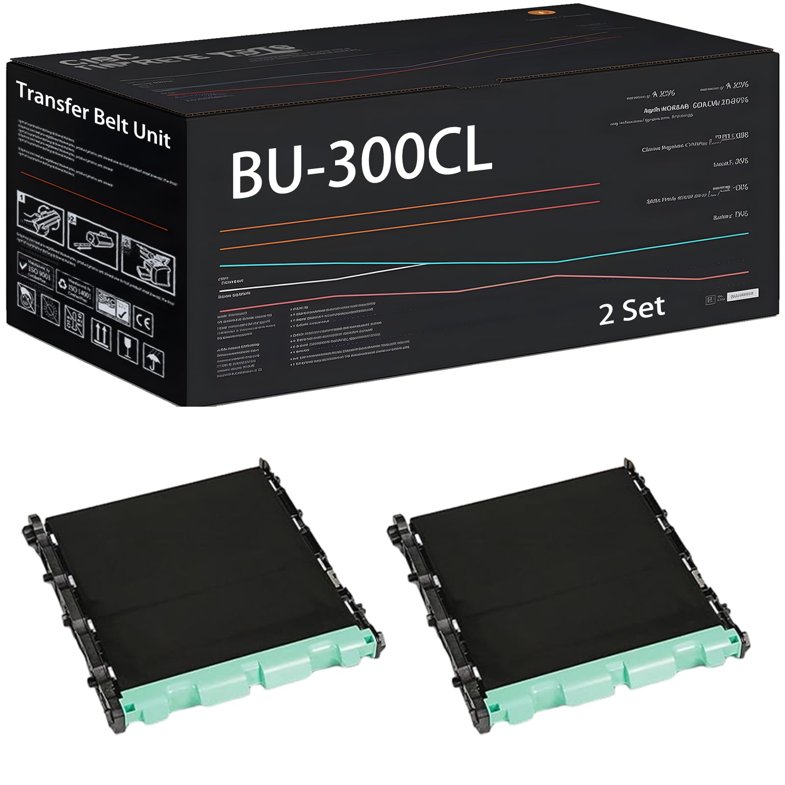 BU-300CL Transfer Belt Unit Compatible for Brother MFC-9460CDN MFC-9560CDW MFC-9970CDW Printers, with Chip, High Yield 50000 Pages, High-Definition Printing (2 Set)