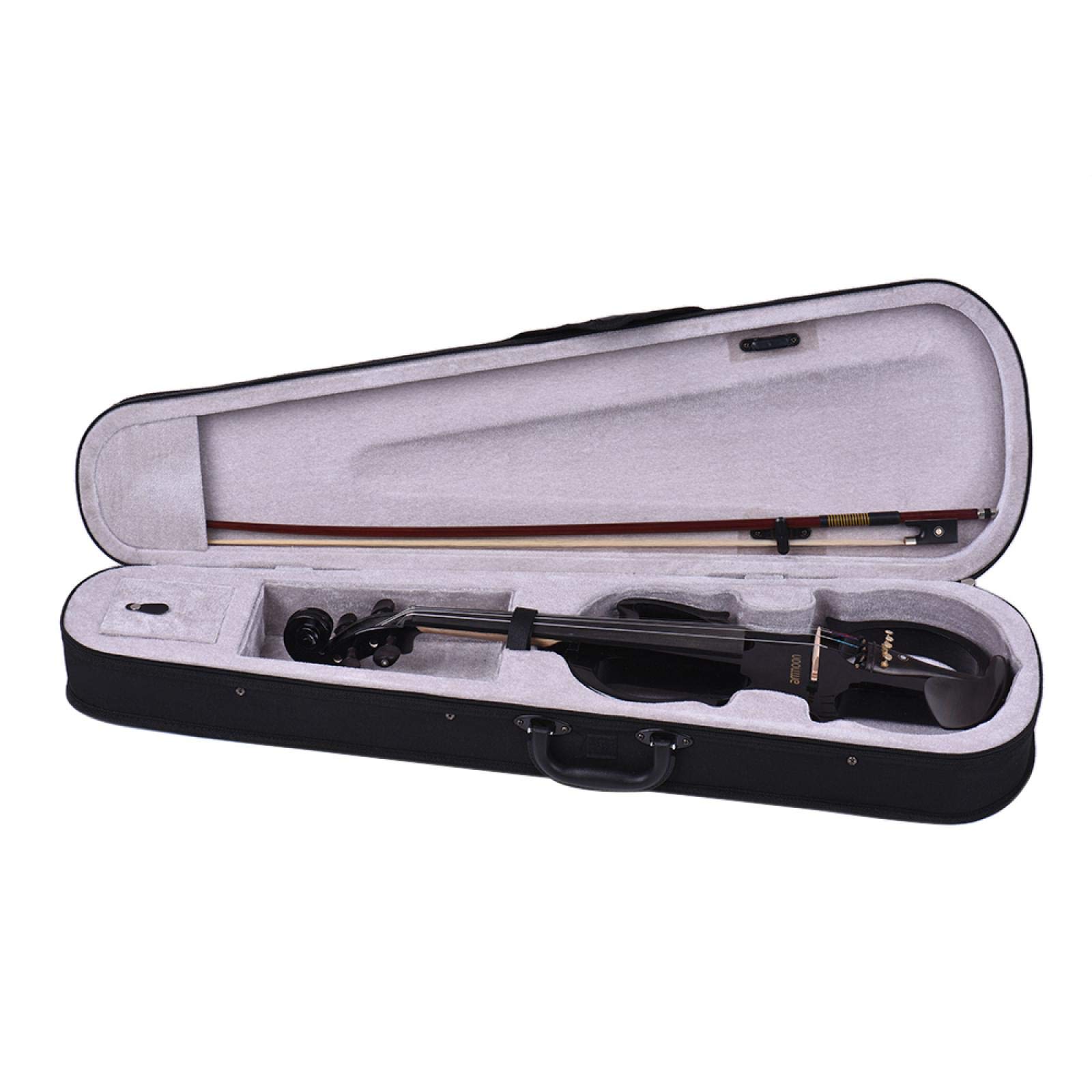 4/4 legno massello silenzioso violino elettrico violino corpo acero tastiera in ebano pioli con musica accessori neri