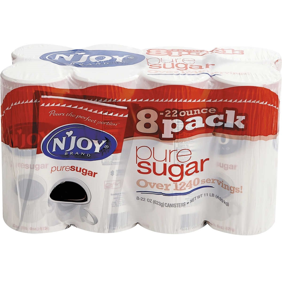N'Joy Pure Cane Sugar - 8 / 22 Ounce canisters (2 Pack)