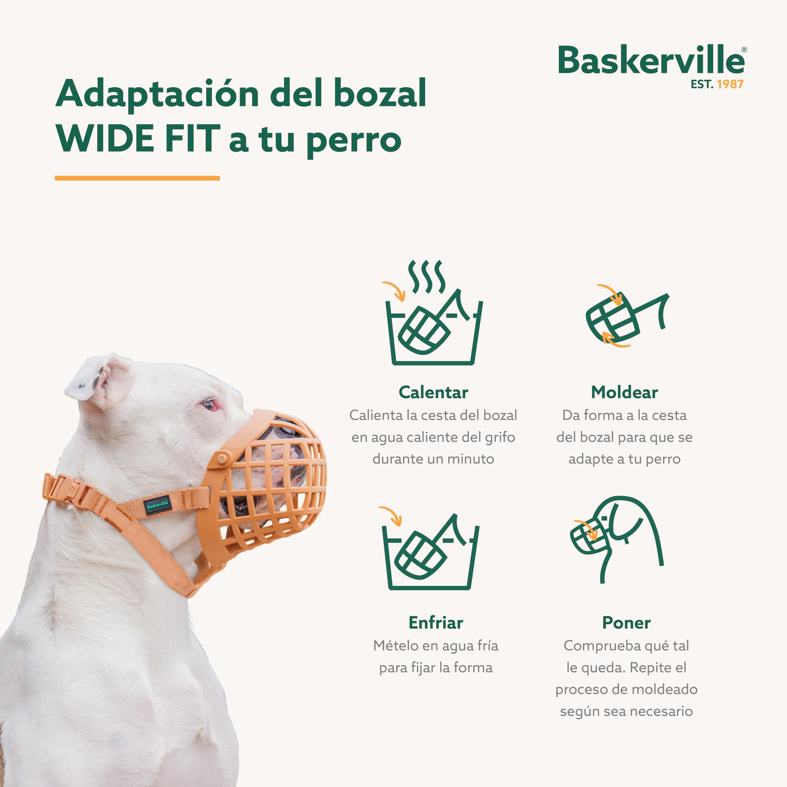 Bozal BASKERVILLE para perro de hocico ancho - Pueden jadear y beber, transpirable, evita mordidas, adiestramiento de perros con narices anchas (Talla 13)