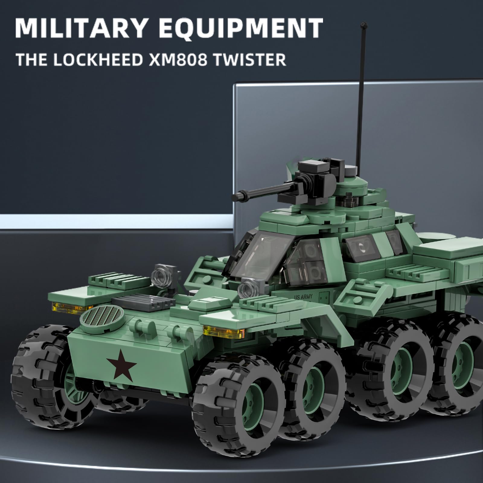 MEIEST Ensemble de Blocs de Construction de véhicules Militaires, modèle blindé, kit de Briques très détaillées, pour Les Amateurs d'armée(The Lockheed XM808 Twister)