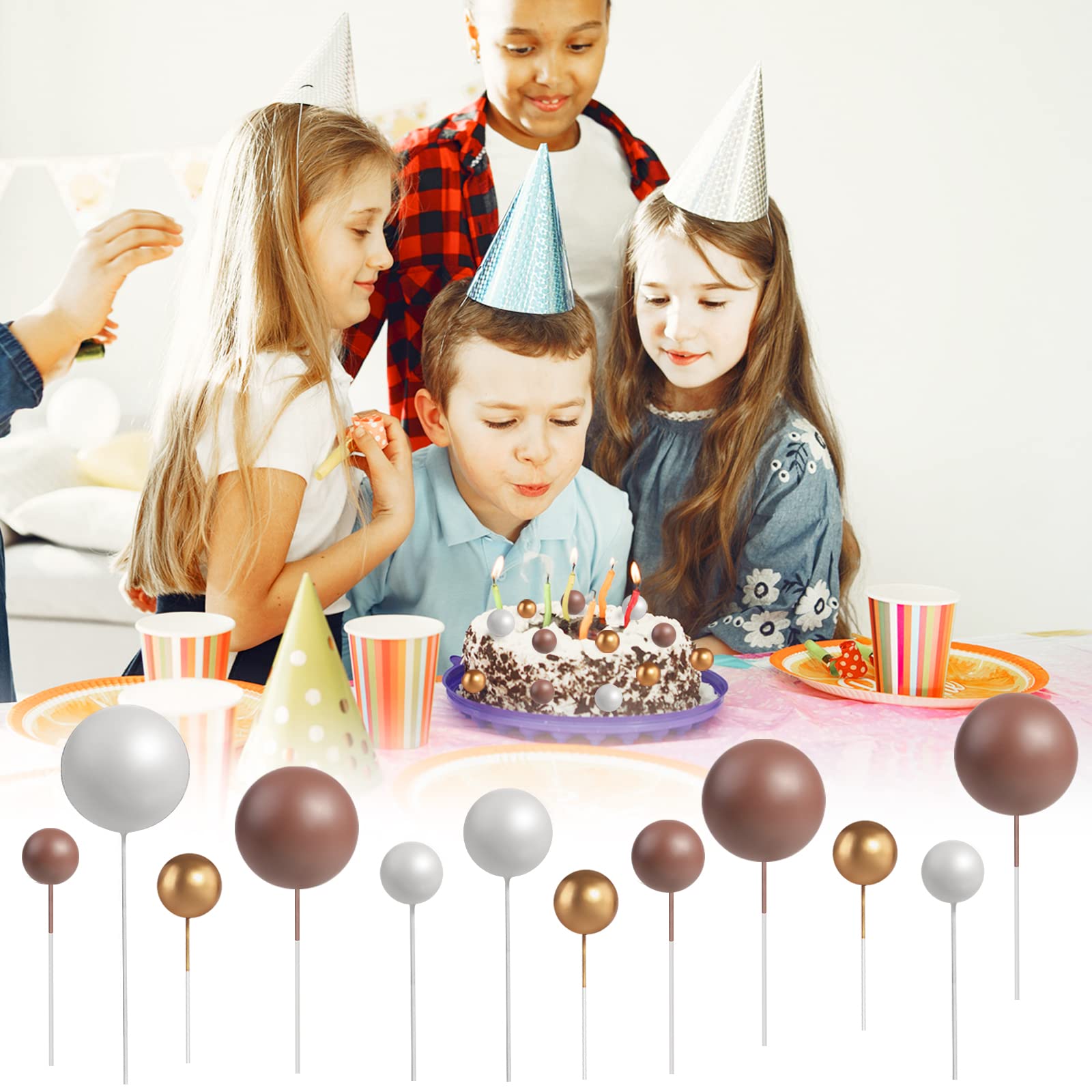 Cake Topper Orsetto, 19 PCS Decorazione Torta Orso, Decorazioni Torta Battesimo Bimbo, Decorazione per Torta con Orso, Palline Decorative per Torta