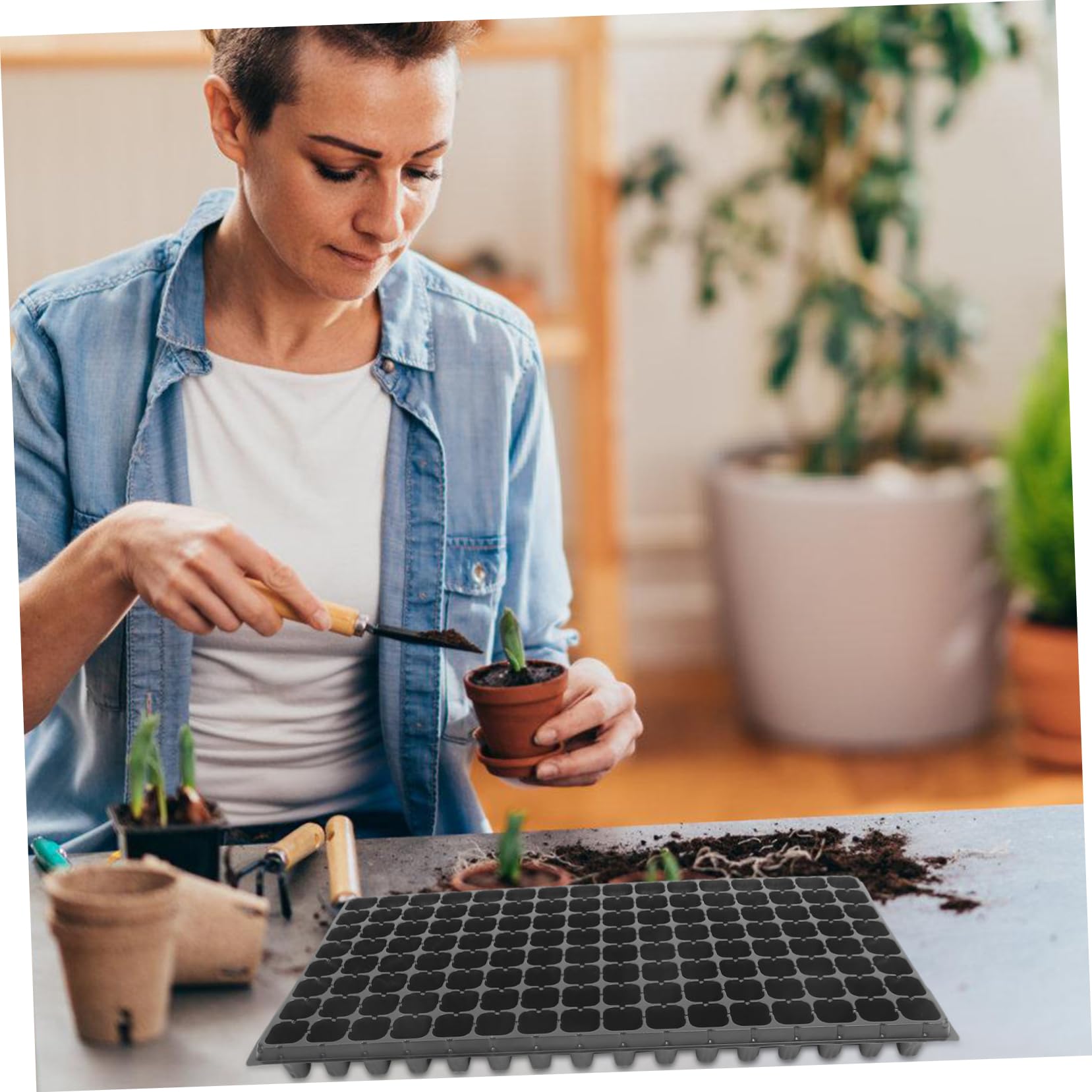 Gatuida Vassoio Germinazione PVC 128 Fori 10 Pezzi Nero Vacanze Estive | Pianta da Semina, Uso Professionale e Fai da Te Casa, 80g, Design a Celle per Radici Ordinate