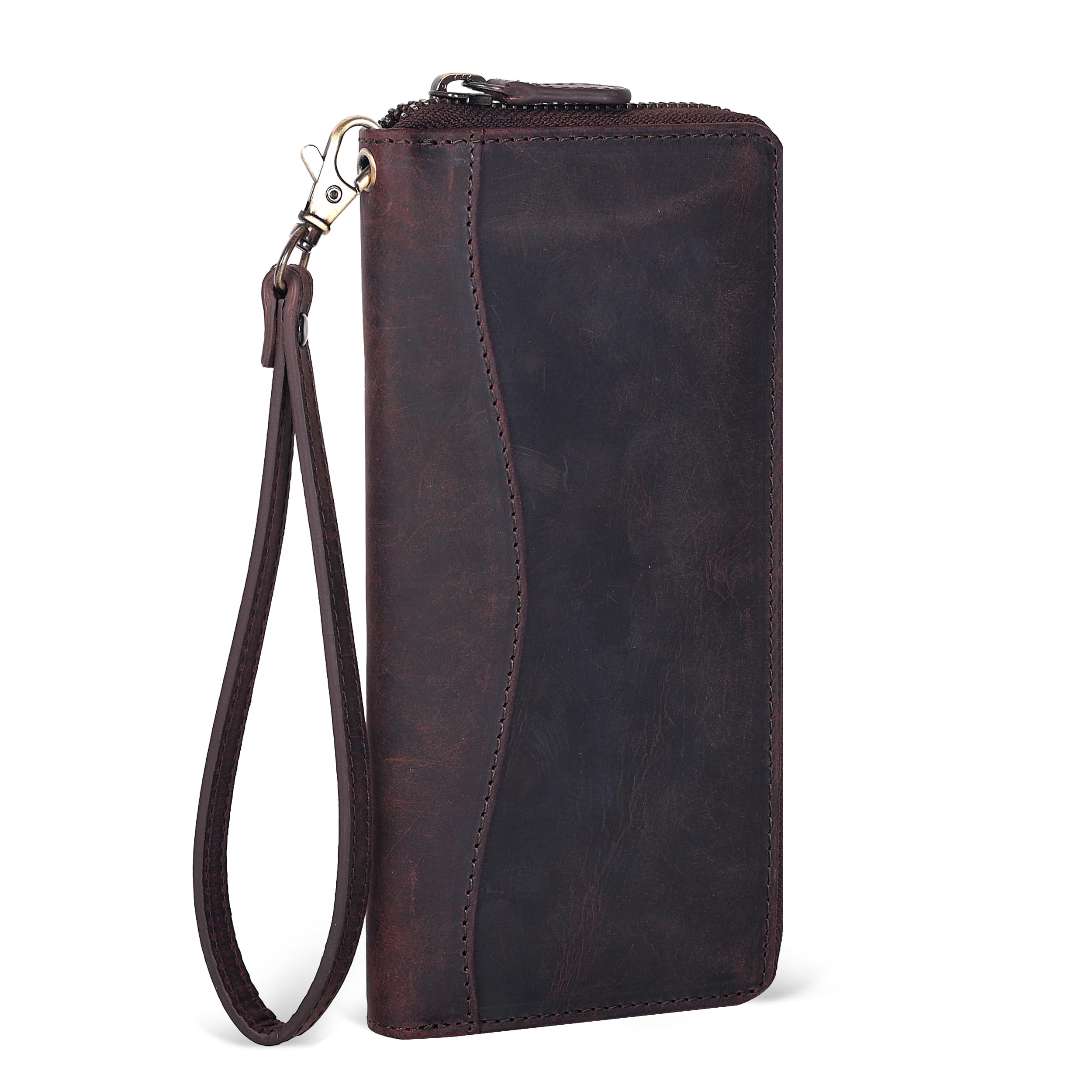 Oak Leathers Brown Leather Wallet for Women - RFID Womens Wallet Clutch with 8 Credit Card Holder, Coin Pocket