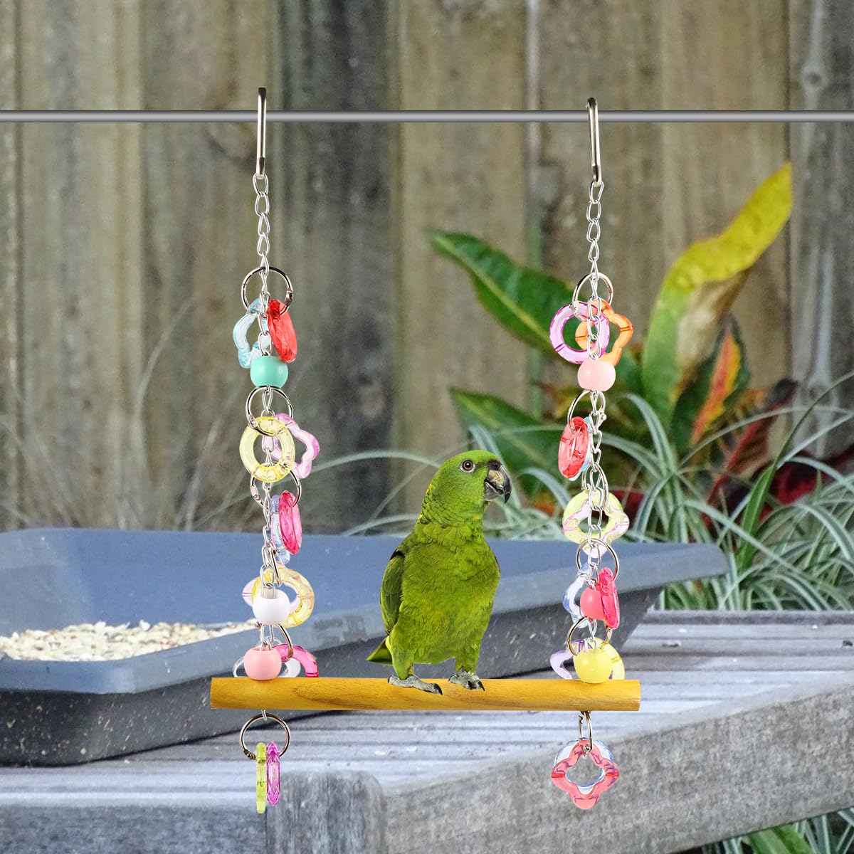 FRCOLOR Parrot Swing Toy Macaw Toys Parakeet Toys Hanging Bird Toys Jaulas para Pajaros Periquitos Parrot Stand Toy Pet Bird Swing Toy Chew Toys Pet Bird Swing Stand Wooden Birds Birdcage