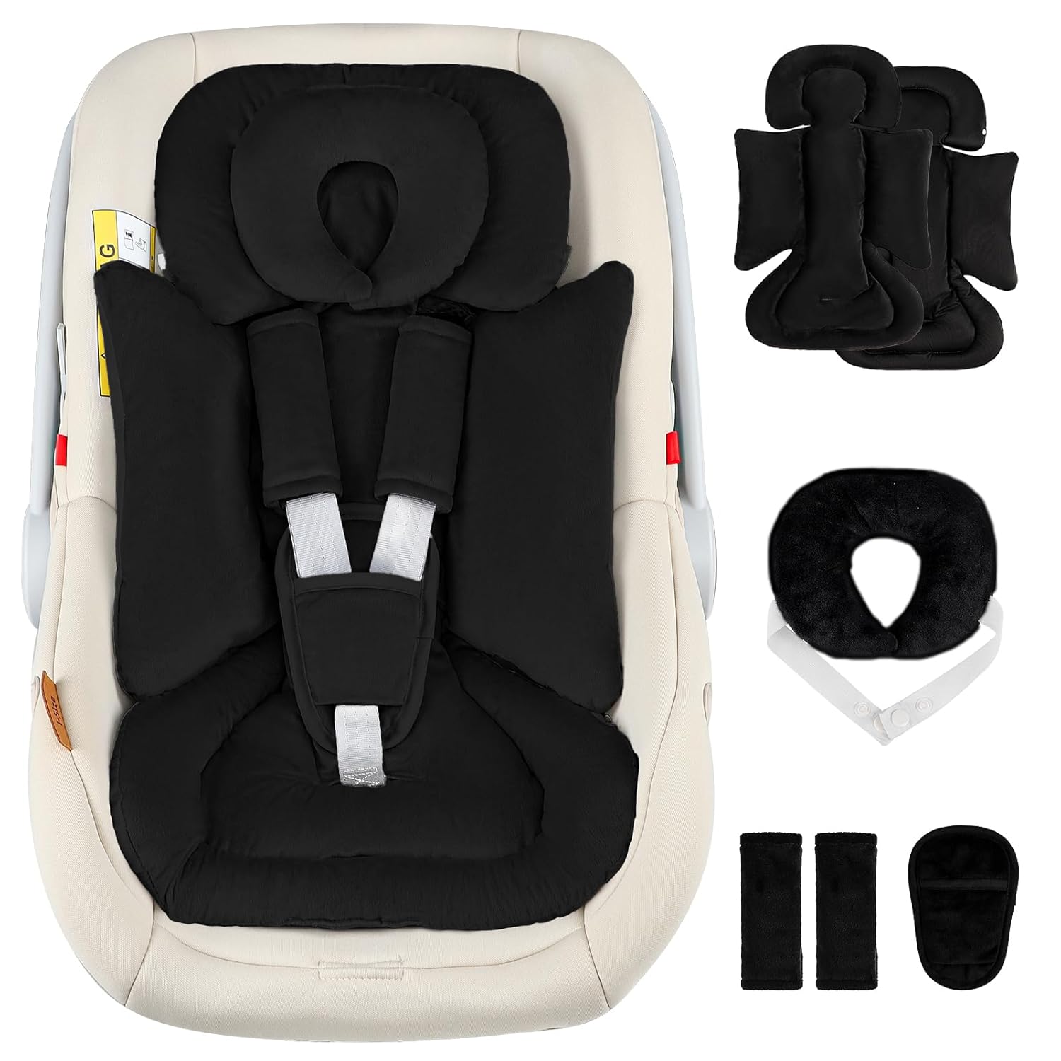 Hooyax Infant Car Seat Insert with Removable Head Support, Dual-Sided Baby Car Seat Cushion for Preemies & Newborns – Universal Head & Body Support for Car Seat, Stroller & Swing(Black) Hooyax Infant Car Seat Insert with Removable Head Support, Dual-Sided Baby Car Seat Cushion for Preemies & Newborns – Universal Head & Body Support for Car Seat, Stroller & Swing(Black)