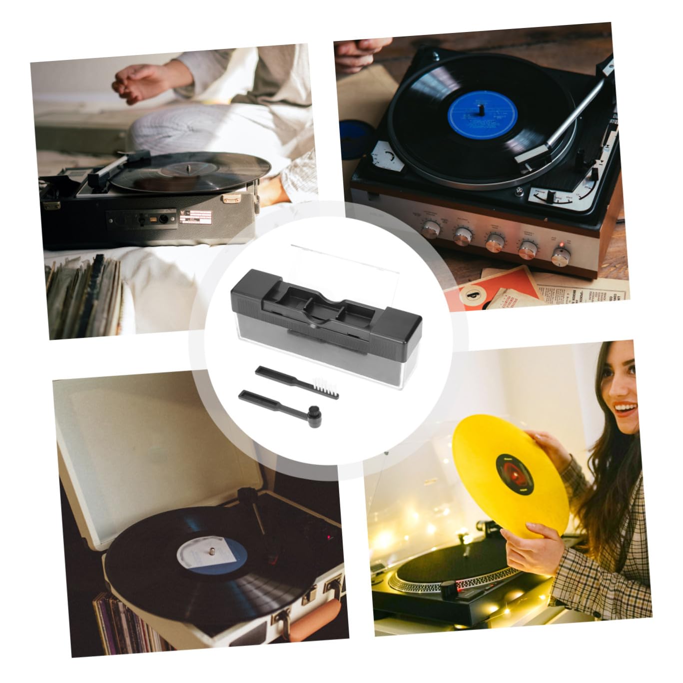 Housoutil 5 Set Di Spazzole Per La Pulizia Dei Dischi in Vinile - Spazzola Antistatica in Fibra Di Vinile E Antipolvere Per Kit Di Pulizia Dei Dischi in Vinile