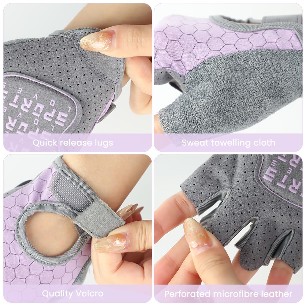 Guantes Bici Niño,Guantes Niño,Guantes Sin Dedos Seda de Hielo,Palms Protección Antideslizantes Cómodos y Transpirables para Bicicletas, Scooters, Clases de Educación Física(Rosa M)