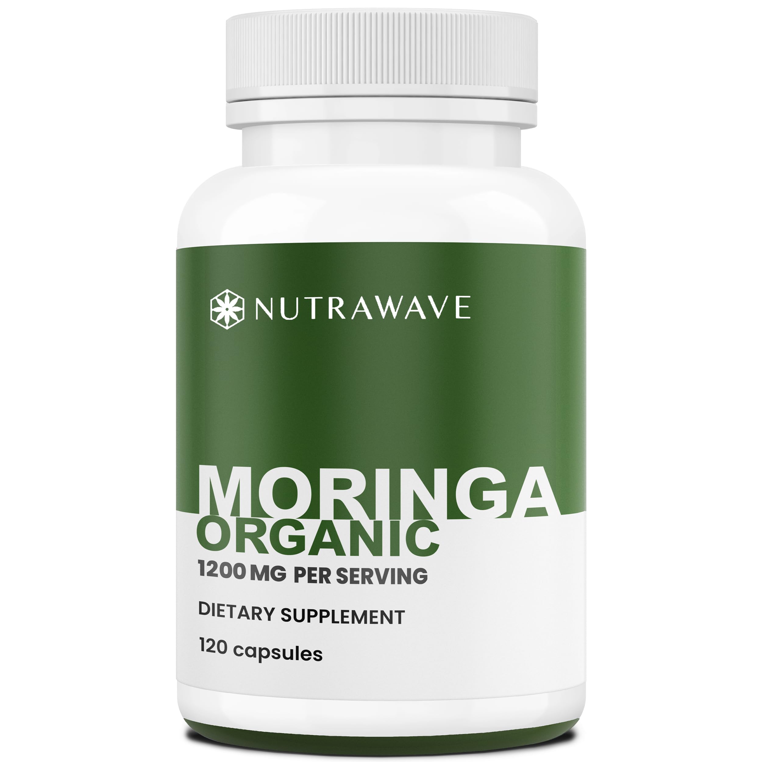 Nutra Wave Organic Moringa Capsules 1200mg – Pure Moringa Oleifera Leaf Supplement Energy, Immune &amp; Lactation Support –Antioxidants &amp; Amino Acids for Women &amp; Men, Non-GMO, Vegan – 120 Capsules
