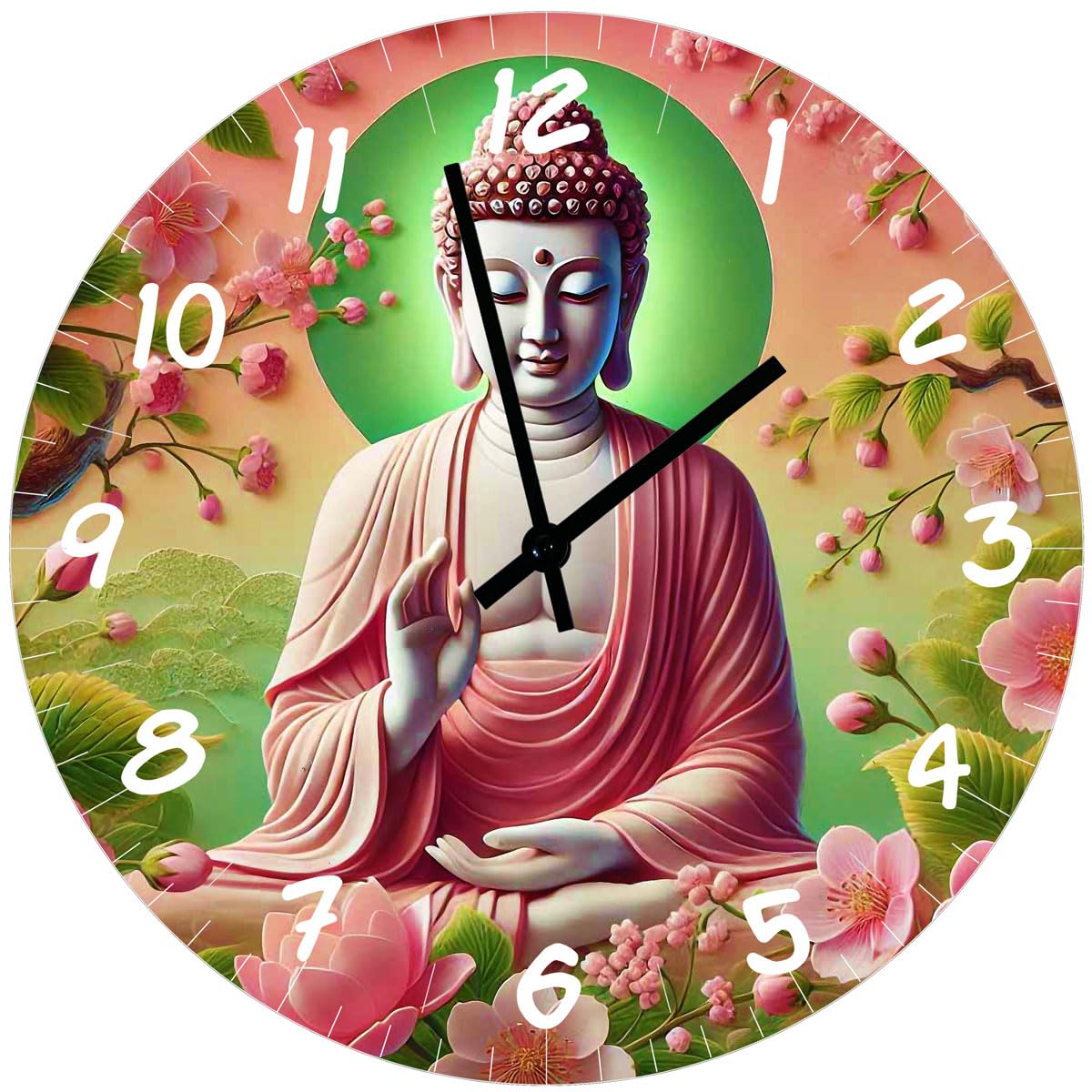 Horloge en verre Bouddha Mudra de haute qualité pour décoration murale