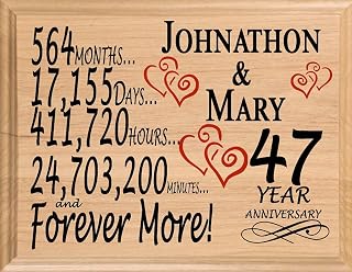 47 Year Anniversary Sign Personalized Gift 47th Anniversary Present for Wife Husband Couple Him Her - Solid Wood - Made in the USA