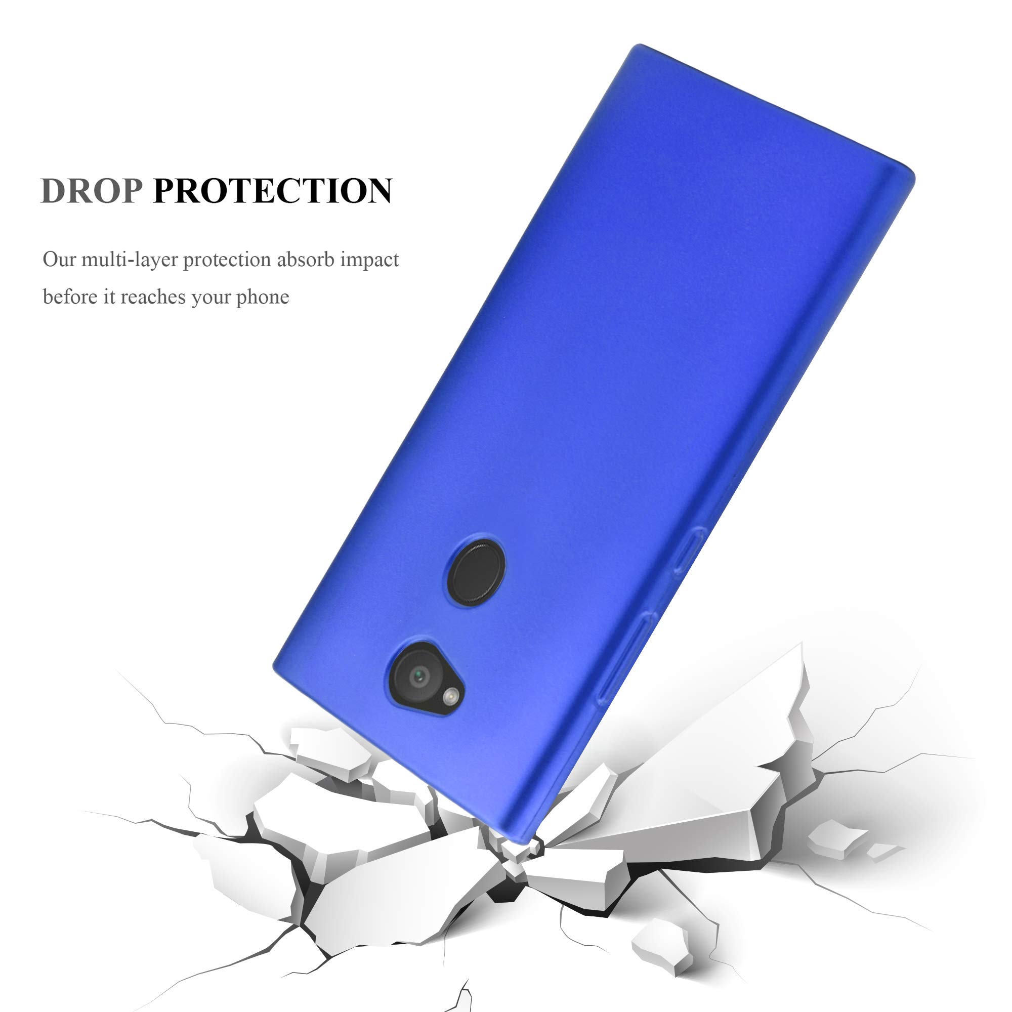 Custodia Cadorabo Per Sony Xperia L2 – Azzurro Metallizzato, Cover Morbida In TPU Sottile 1,2mm Con Bordo Rialzato, Antishock