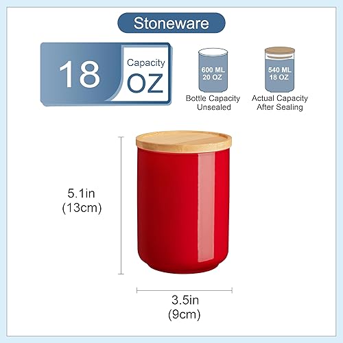 Miniatura 3 de LOVECASA Recipiente de café con tapa hermética de bambú, juegos de recipientes de cerámica para azúcar para la cocina, recipientes de almacenamiento