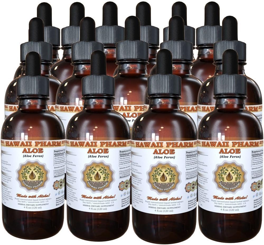 Hawaii Pharm Aloe Liquid Extract, Aloe (Aloe Ferox) Dried Leaf Powder Tincture Supplement 32 oz Unfiltered
