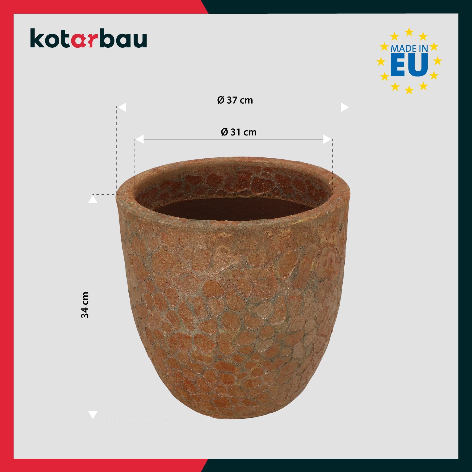 KOTARBAU® Keramik Pflanzenübertopf Braun Höhe 34 cm ⌀ 37 cm glasierte Blumentöpfe innen Wohnzimmer Outdoor & Indoor frostsicher Blumentopf Plant Pot Topf für Pflanzen