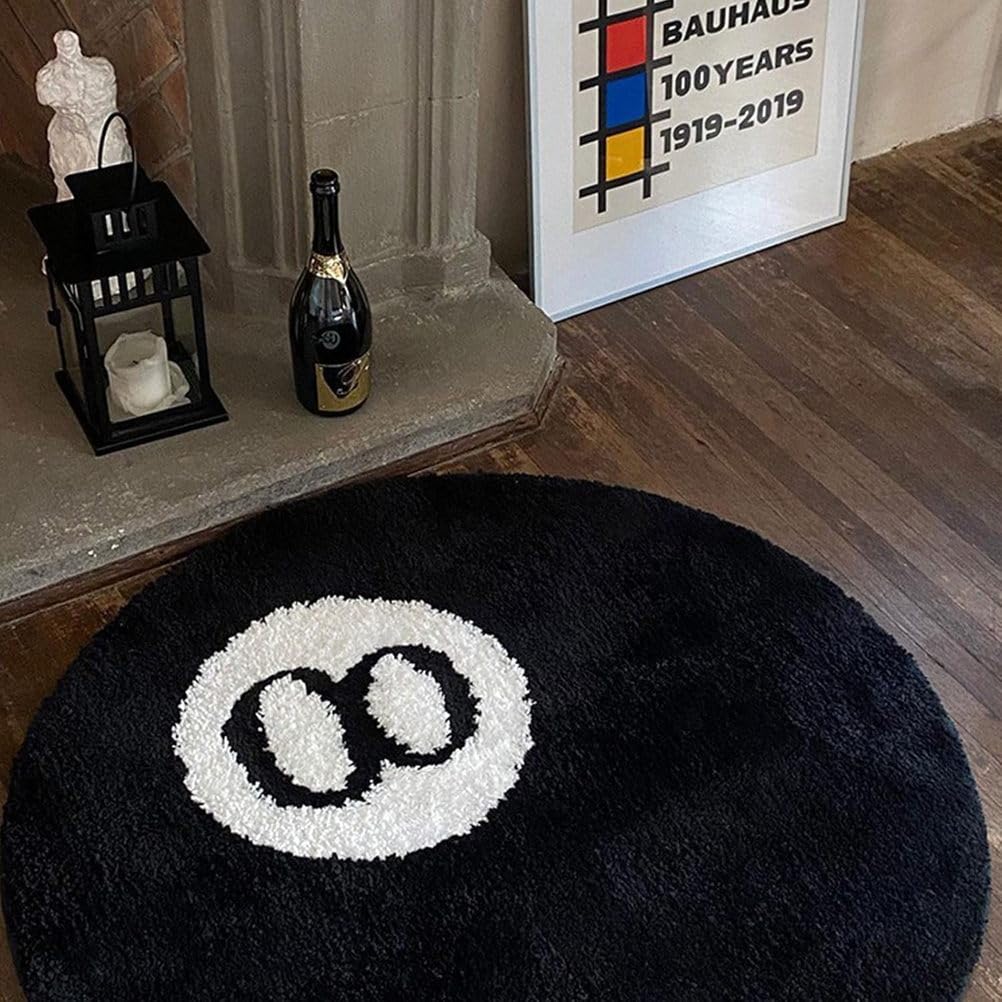 8 Ball Teppich Rutschfester Rund Ball Rug Für Schlafzimmer Wohnzimmer 8 Billard-Bodenteppich Weich Saugfähig Dekorativer Teppich,C Faux Cashmere,100cmx100cm
