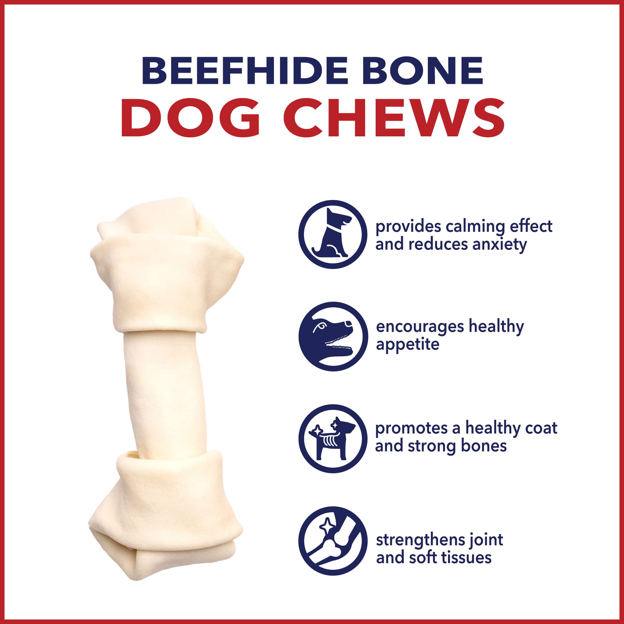 Pet Factory American Beefhide - Juego de 10 golosinas para Masticar para Perros, Huesos anudados, Sabor Natural, 15,2 a 17,8 cm