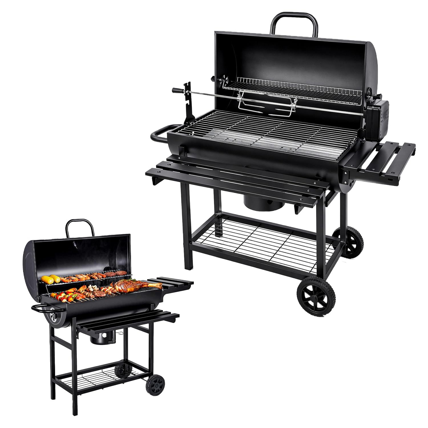 WTRYRN Outdoor Charcoal BBQ Grill with Cart B
