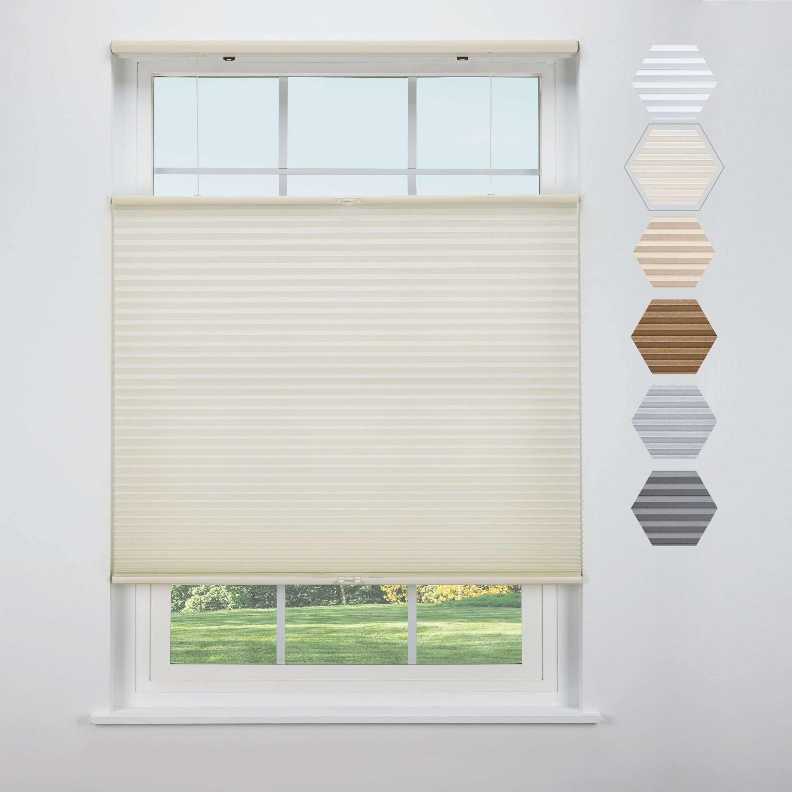 Linen Avenue Cordless Cellular Top Down Bottom Up Light Filtering Shade 41 1/4 W x 66 H, Seashell (Arrives 1/4" Narrower)