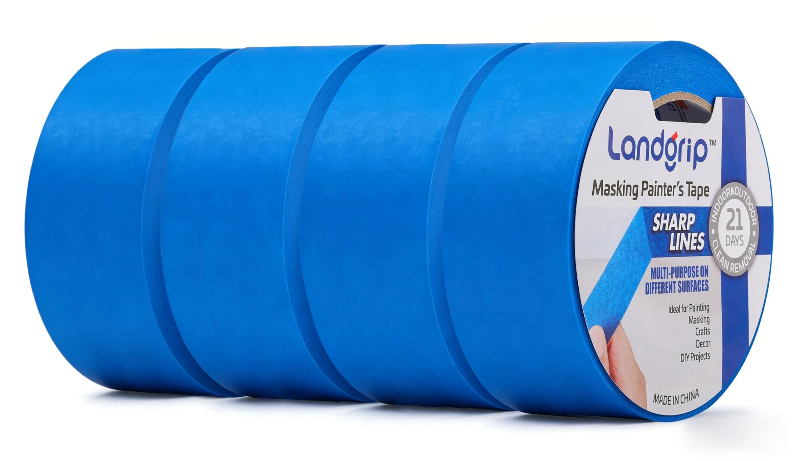 landgrip Professional Masking Tape for Painting 48mm x 55m, 4 Rolls – Sharp Lines, Clean Removal up to 21 Days Painters Masking Tape for Indoor & Outdoor, Painting & Decorating