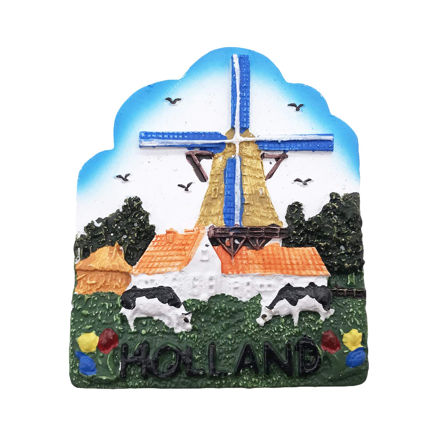 Wedarego Netherlands Holland Windmill Netherlands Holland 3D Windmill Refrigerator Magnet Tourist Travel Souvenirs Handmade Resin Craft Magnetic Stickers Home Kitchen Decoration Fridge Magnet Collection Gift