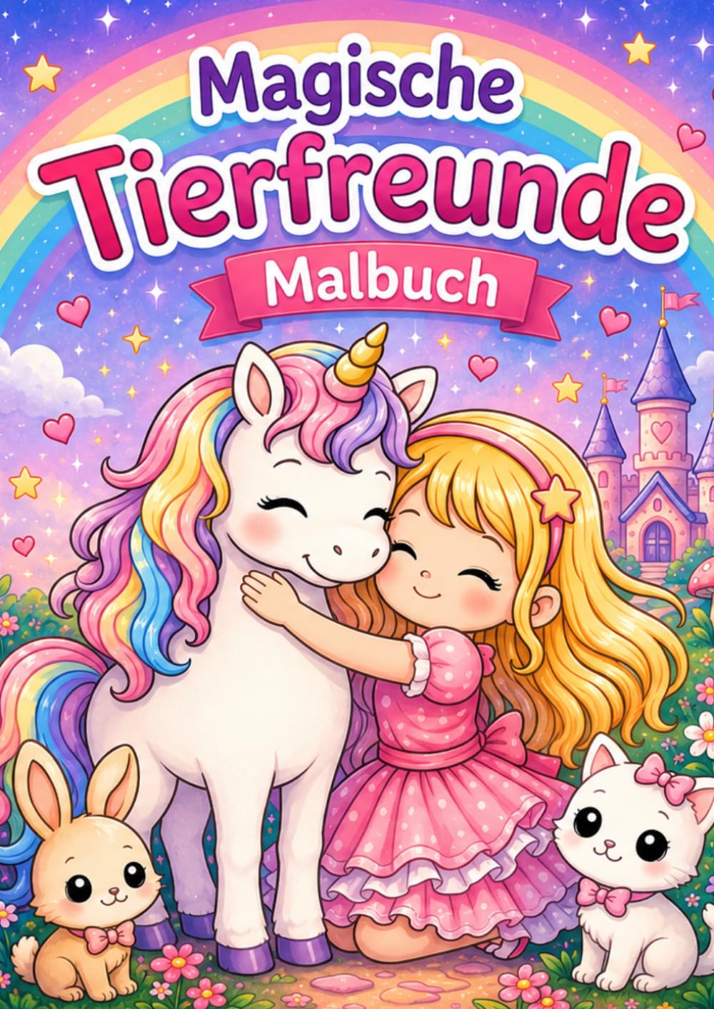Süße magische Tierfreunde: Malbuch für Mädchen ab 5 Jahren – 40 liebevolle Ausmalbilder mit Einhörnern und süßen Tieren