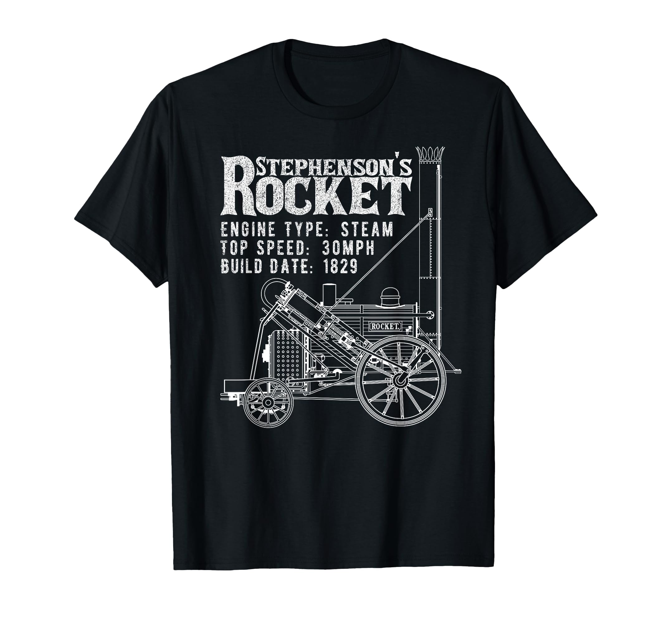 Stephenson's Rocket Steam Train Locomotive Railfan Spotter T-Shirt