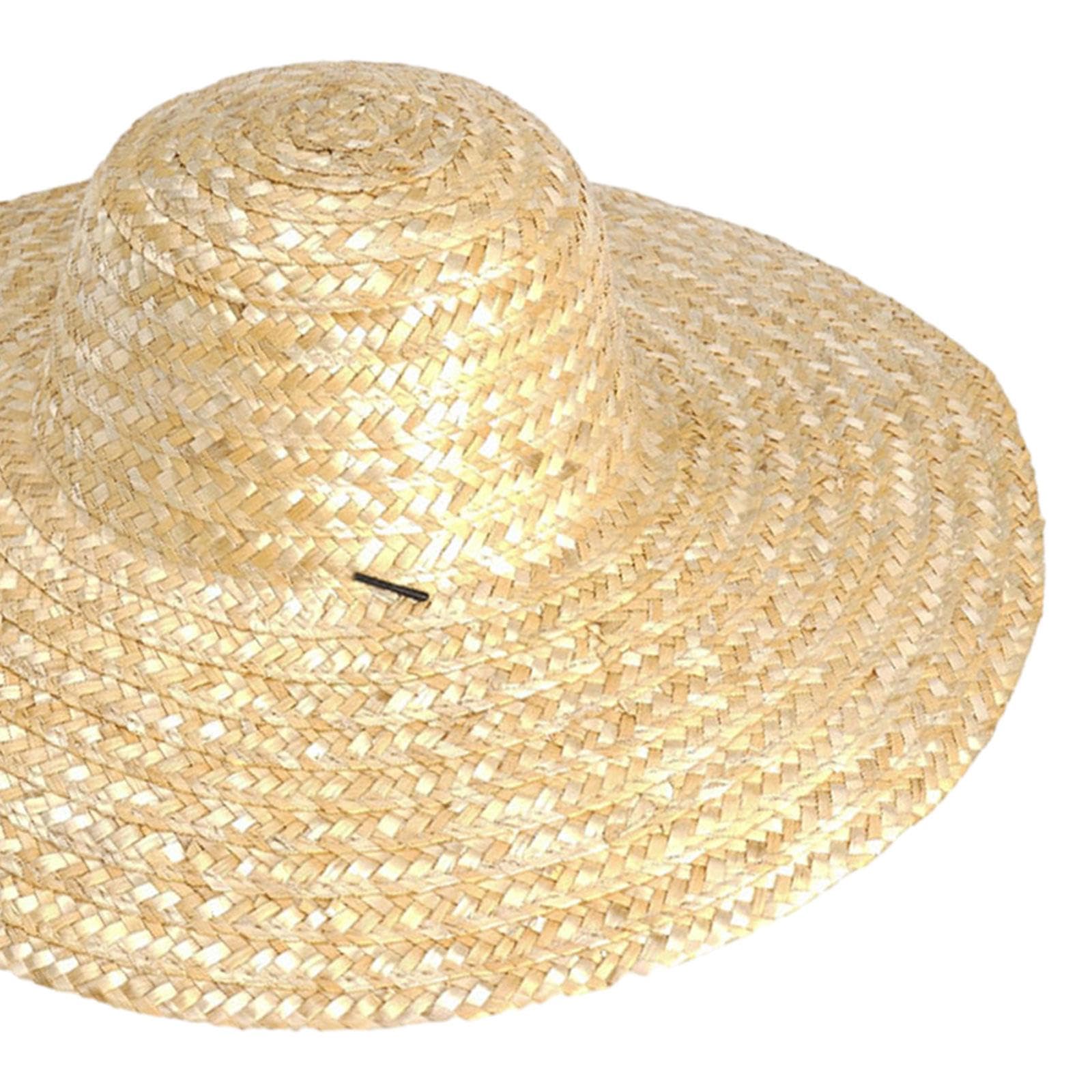 B Baosity Sombrero de Protección Solar Fabricado en Paja Ligera Equipado con Correa para Viento y Cordón Ajustable Adecuado para Jardinería Pesca Camping