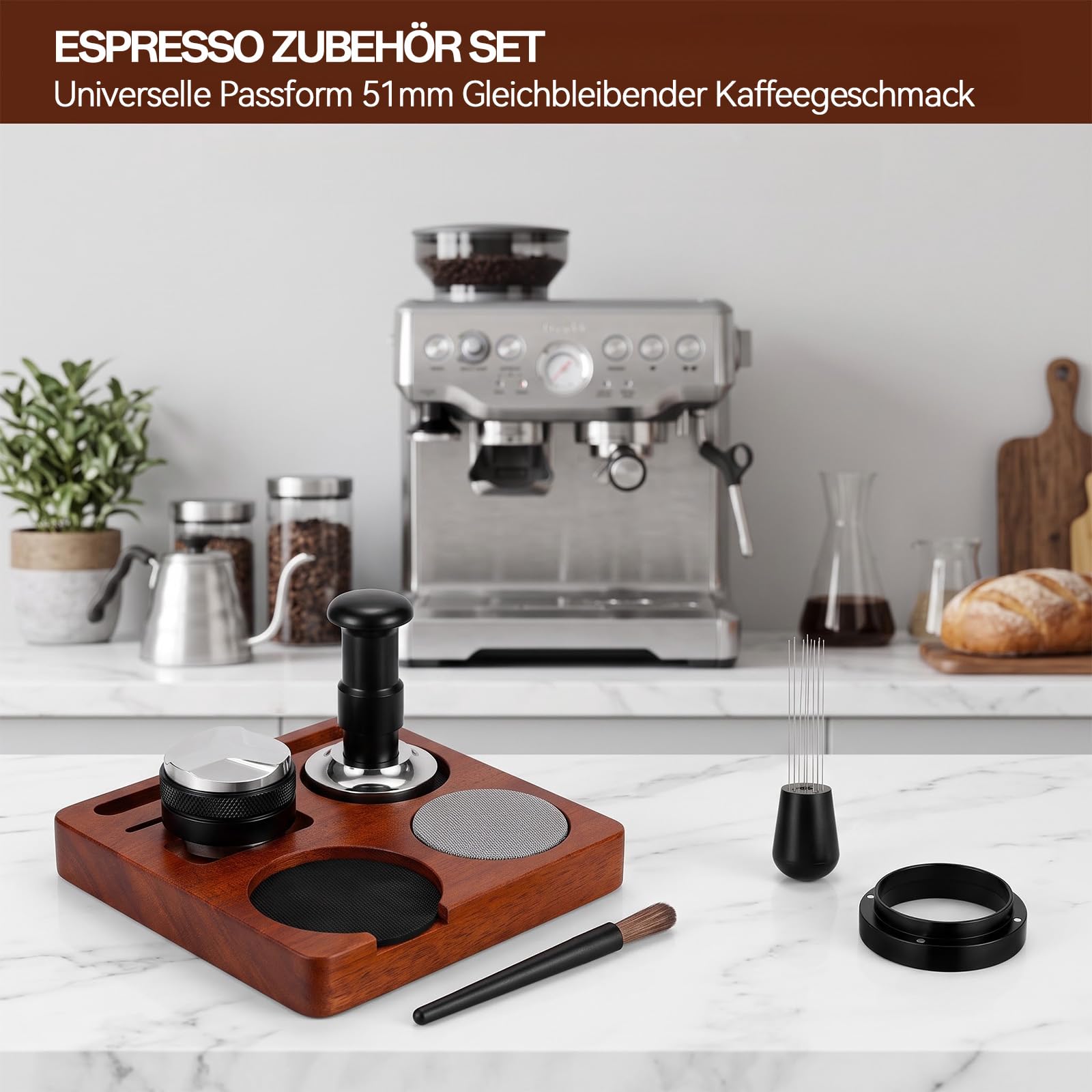 Set de prensa para café expreso, 7 piezas, con estación de