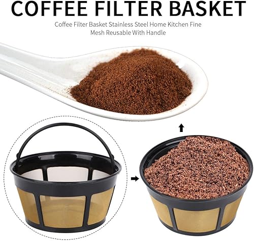 Miniatura 5 de Cesta de filtro de café reutilizable, filtro de café permanente de 8 a 12 tazas, filtro de café para la mayoría de cafeteras y cafeteras (tamaño