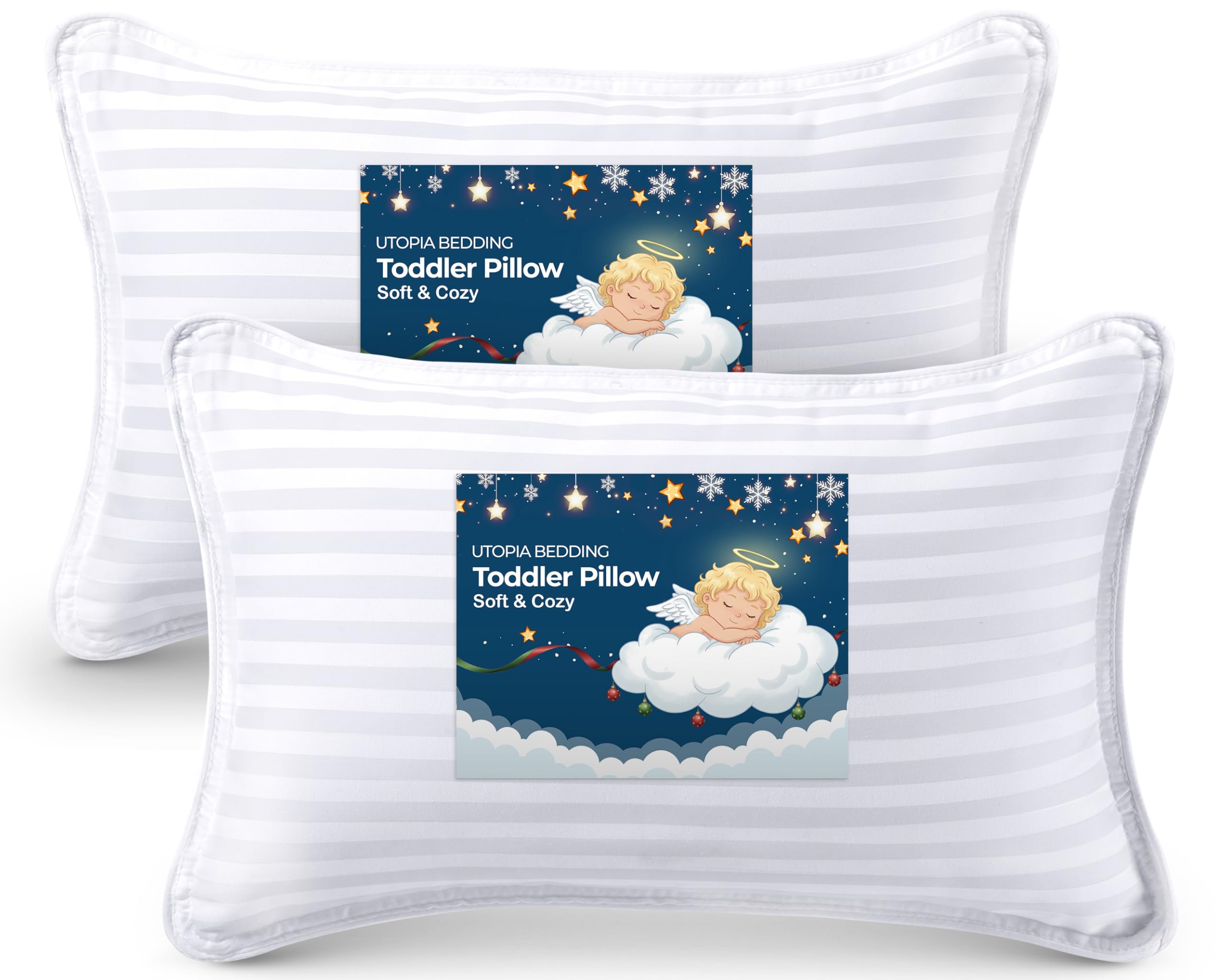 Utopia Bedding Youth Pillow (White, 2 Pack), 16x22 Kids Pillow for Sleeping, Soft and Breathable Cotton Blend Shell, Polyester Filling, Perfect for Kids Bed and Travel (Intended for Age 5 and up)